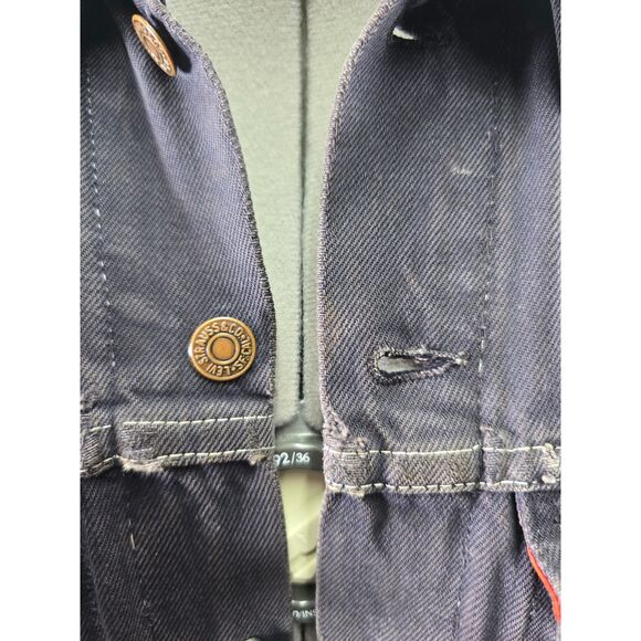 Custom Distressed Jean 90s Grunge Patchwork Painted Denim Levis Trucker Jacket - Picture 15 of 15